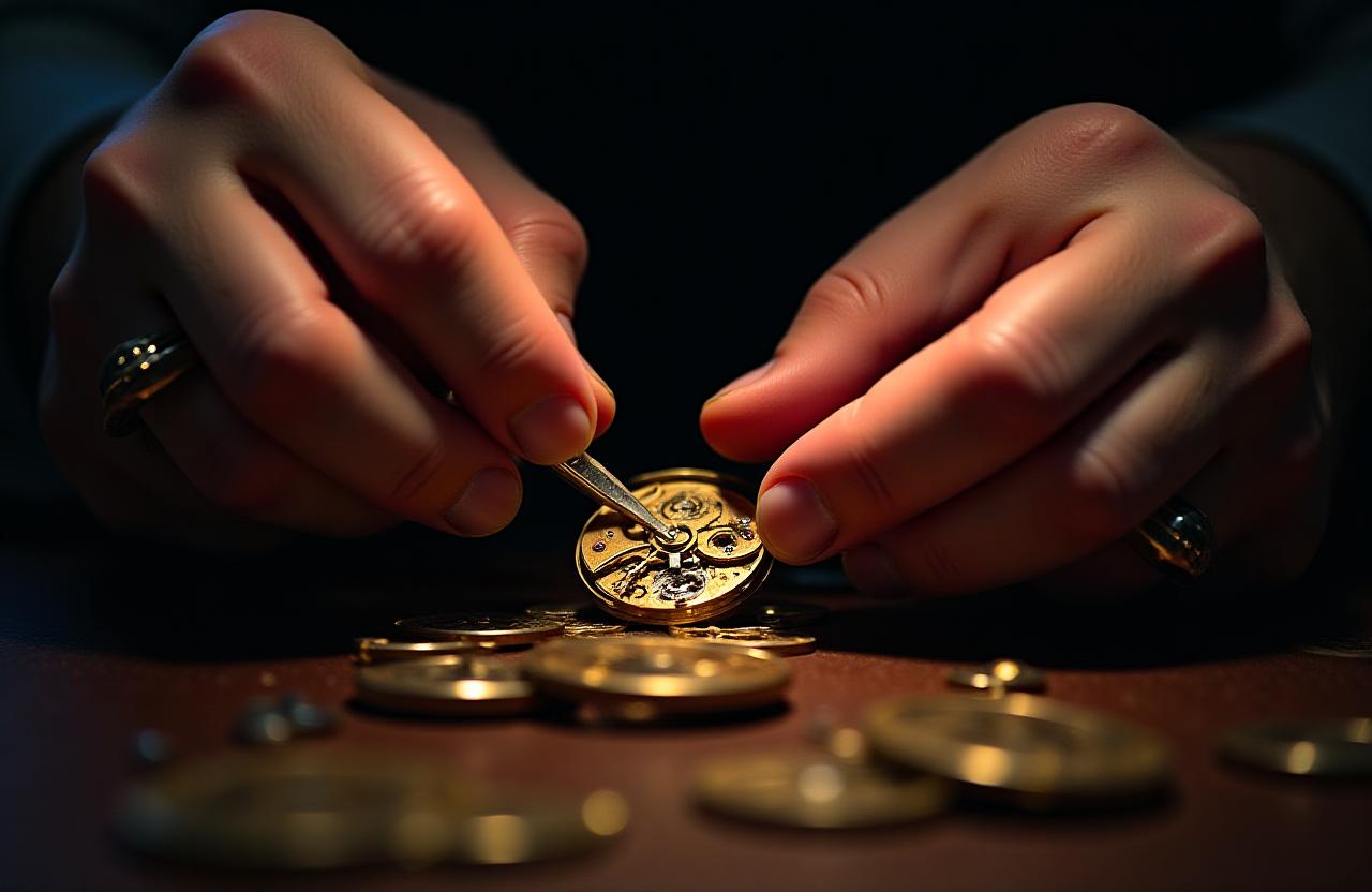 Vintage watchmaking tools on a New York artisan bench